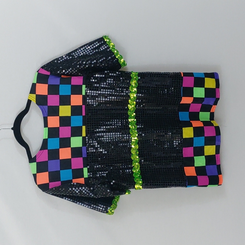 SZ-M/L Multi Color Sequin Checkered Top
